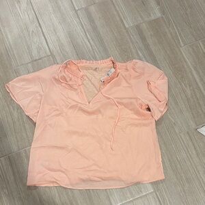 Peach V-Neck Blouse